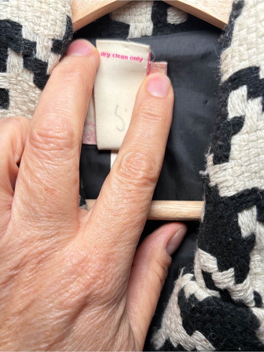Candie's Cream & Black Houndstooth Peacoat Double Breasted Coat Classic Preppy - Picture 4 of 11